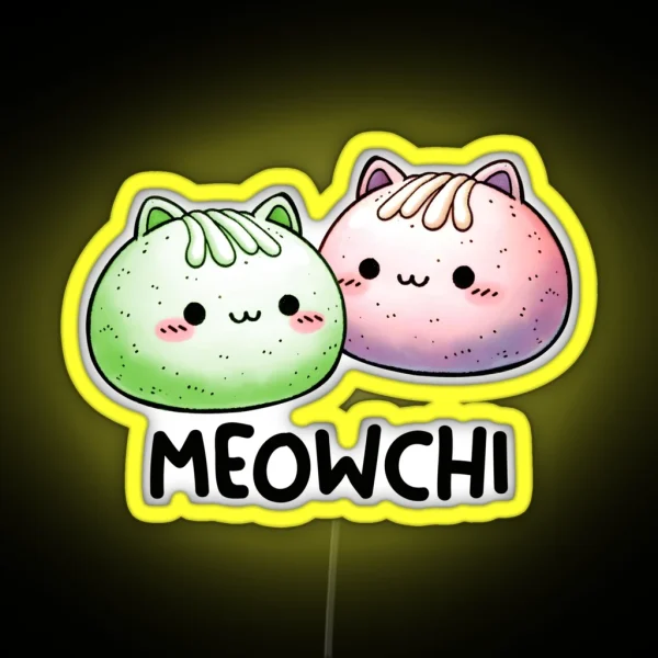 Meowchi Mochi Cat Pun RGB Neon Sign