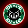 Colorful cat face brewery sign with vibrant RGB neon lighting