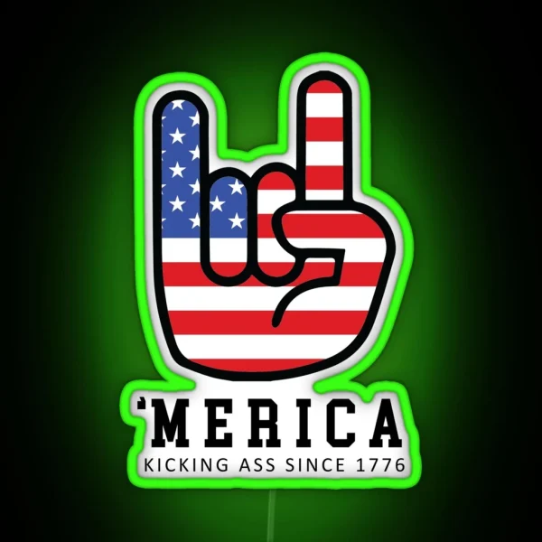Merica Kicking Ass Since 1776 RGB Neon Sign