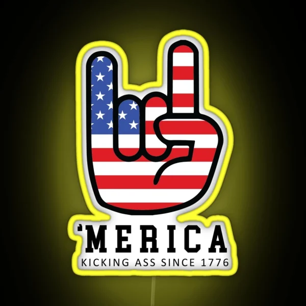 Merica Kicking Ass Since 1776 RGB Neon Sign