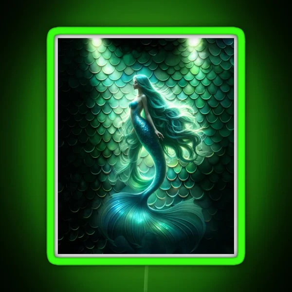 Mermaid With Flowing Hair RGB Neon Sign