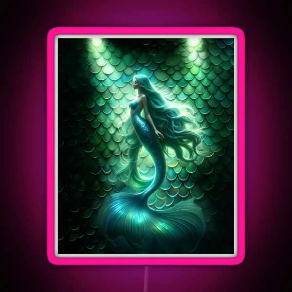 Mermaid With Flowing Hair RGB Neon Sign