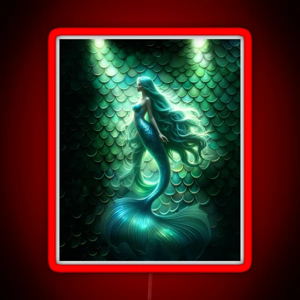 Mermaid With Flowing Hair RGB Neon Sign