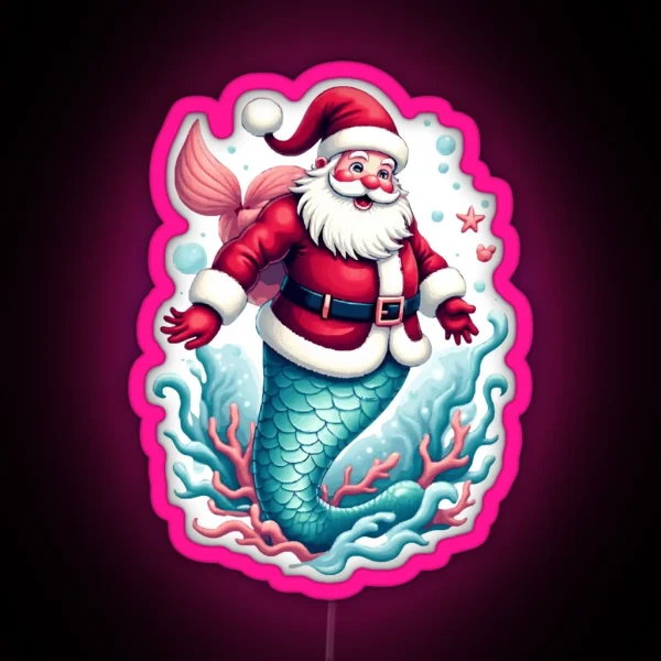 Merman Santa RGB Neon Sign
