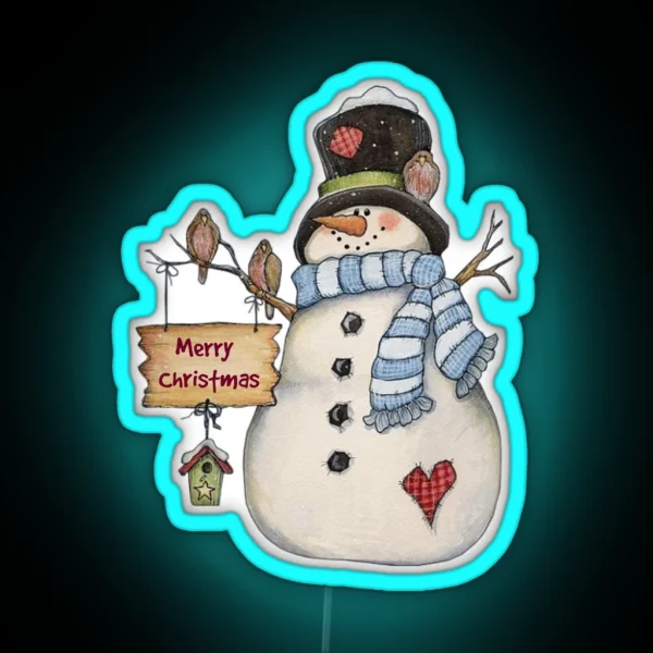 Merry Christmas Snowman RGB Neon Sign