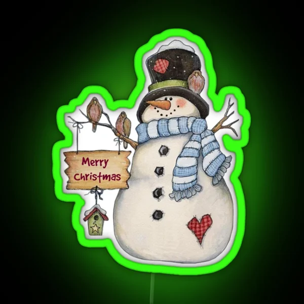 Merry Christmas Snowman RGB Neon Sign