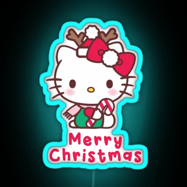 Merry Christmas With Cat RGB Neon Sign