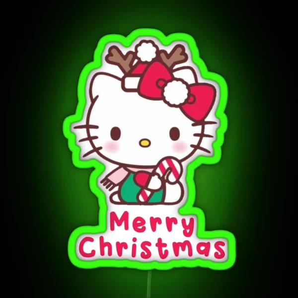 Merry Christmas With Cat RGB Neon Sign