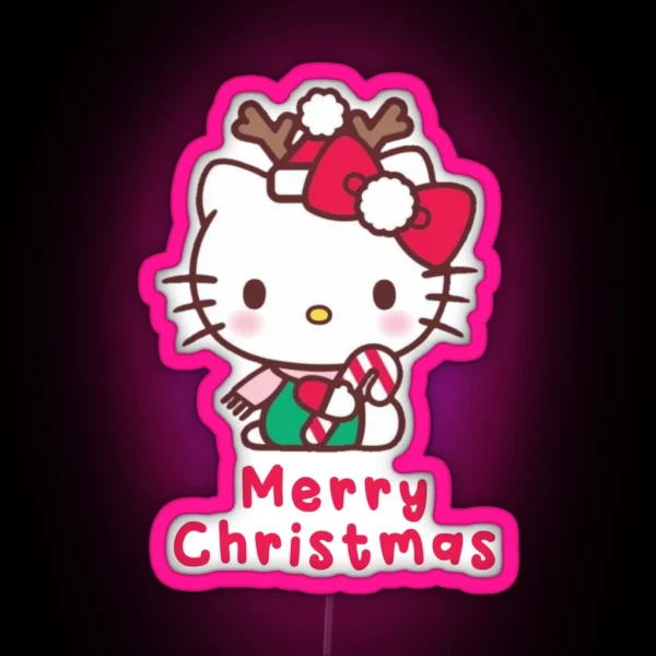 Merry Christmas With Cat RGB Neon Sign