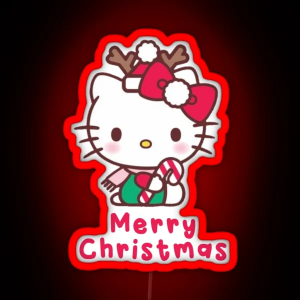 Merry Christmas With Cat RGB Neon Sign