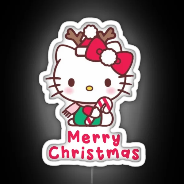 Merry Christmas With Cat RGB Neon Sign