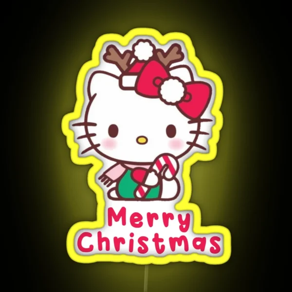 Merry Christmas With Cat RGB Neon Sign