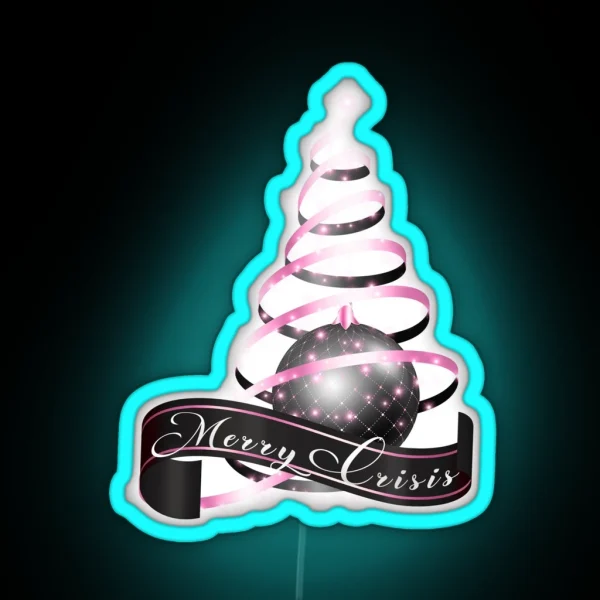 Merry Crisis Elegant Black And Pink Metallic Christmas Greetings RGB Neon Sign