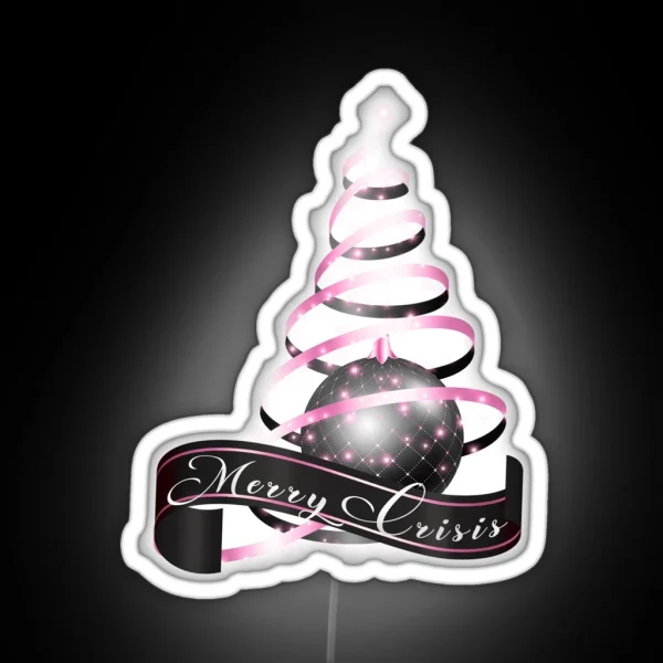 Merry Crisis Elegant Black And Pink Metallic Christmas Greetings RGB Neon Sign