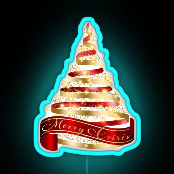 Merry Crisis Elegant Red And Gold Metallic RGB Neon Sign