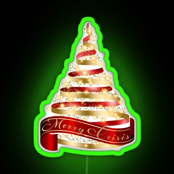 Merry Crisis Elegant Red And Gold Metallic RGB Neon Sign