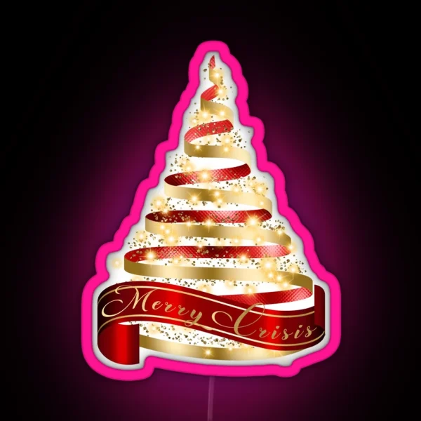 Merry Crisis Elegant Red And Gold Metallic RGB Neon Sign