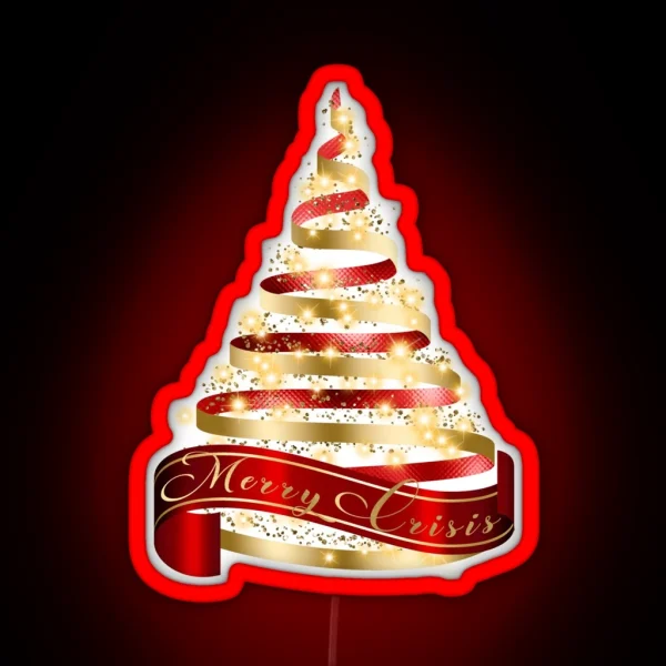 Merry Crisis Elegant Red And Gold Metallic RGB Neon Sign