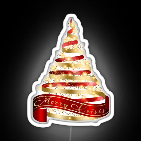 Merry Crisis Elegant Red And Gold Metallic RGB Neon Sign