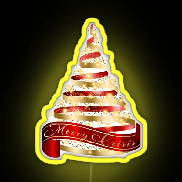 Merry Crisis Elegant Red And Gold Metallic RGB Neon Sign