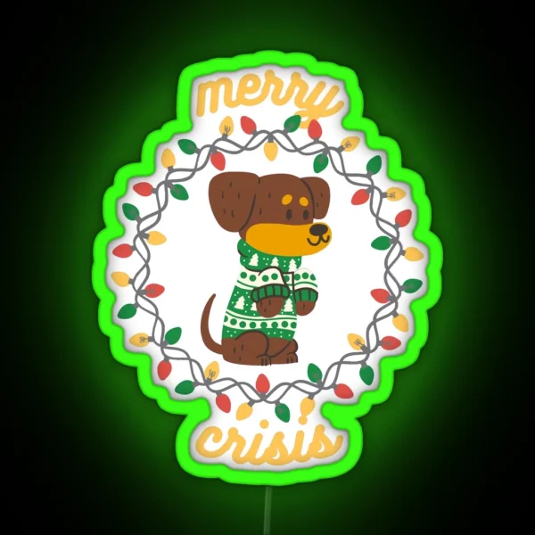 Merry Crisis Puppy Xmas RGB Neon Sign