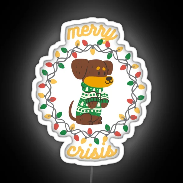 Merry Crisis Puppy Xmas RGB Neon Sign