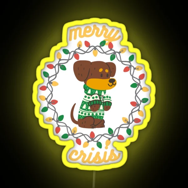 Merry Crisis Puppy Xmas RGB Neon Sign