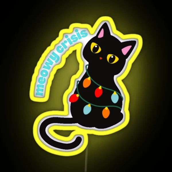 Merry Crisis Xmas Kitty RGB Neon Sign