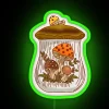 Whimsical RGB Neon Lighted Merry Mushroom Shaped Kitchen Storage Display Canisters