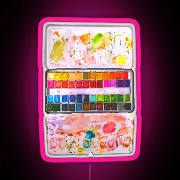 Messy Watercolor Palette RGB Neon Sign