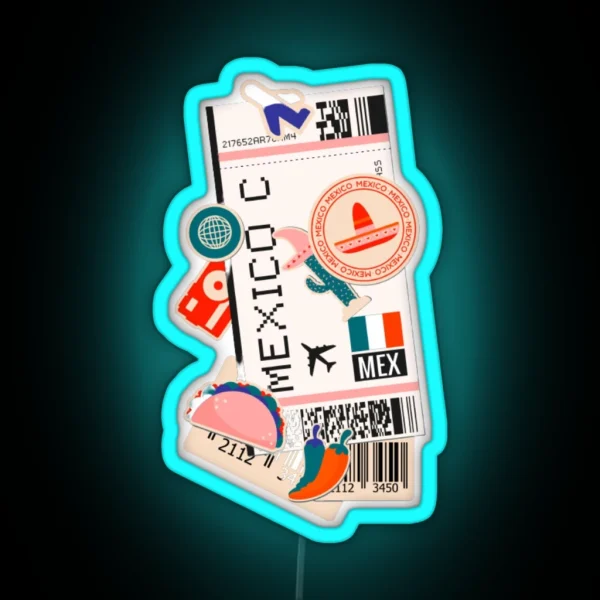Mexico City Boarding Pass RGB Neon Sign