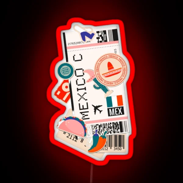 Mexico City Boarding Pass RGB Neon Sign