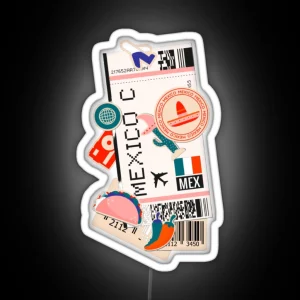 Mexico City Boarding Pass RGB Neon Sign