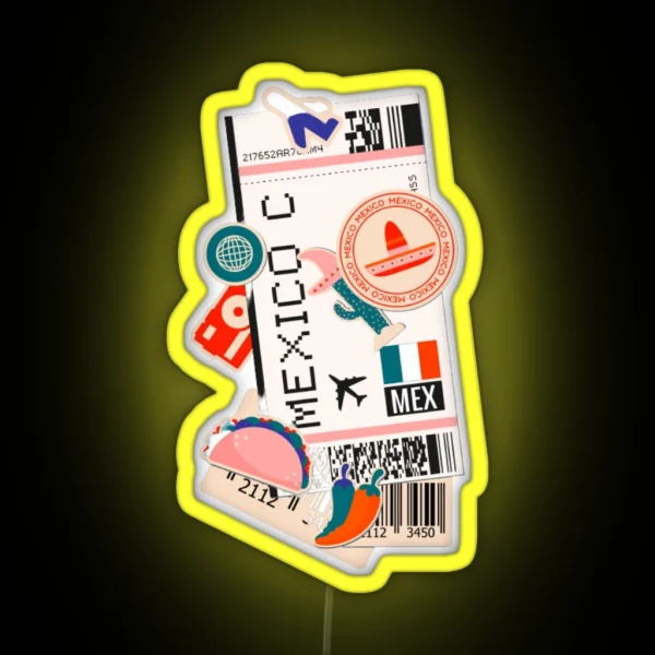 Mexico City Boarding Pass RGB Neon Sign