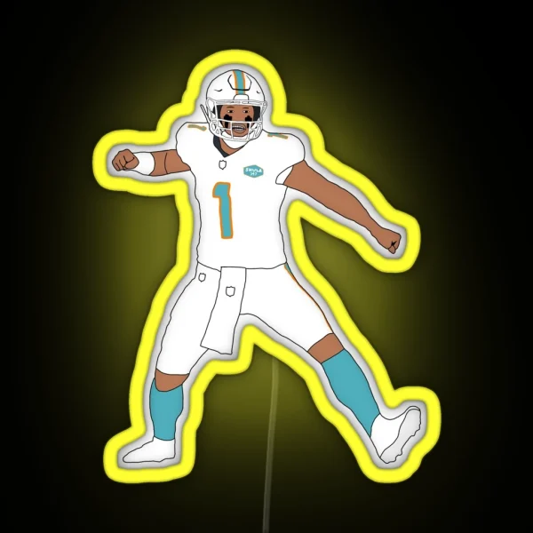 Miami Dolphins Tua Tagovailoa First Career Touchdown RGB Neon Sign