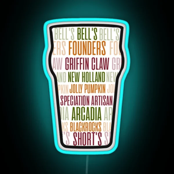 Michigan Breweries RGB Neon Sign