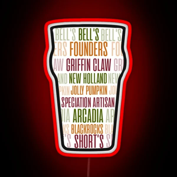 Michigan Breweries RGB Neon Sign