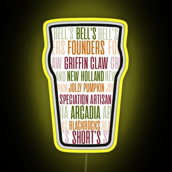 Michigan Breweries RGB Neon Sign
