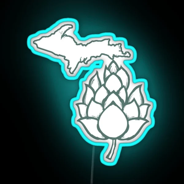 Michigan Hops Locally Brewed Beer Drink Local RGB Neon Sign