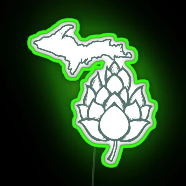 Michigan Hops Locally Brewed Beer Drink Local RGB Neon Sign