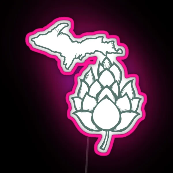 Michigan Hops Locally Brewed Beer Drink Local RGB Neon Sign