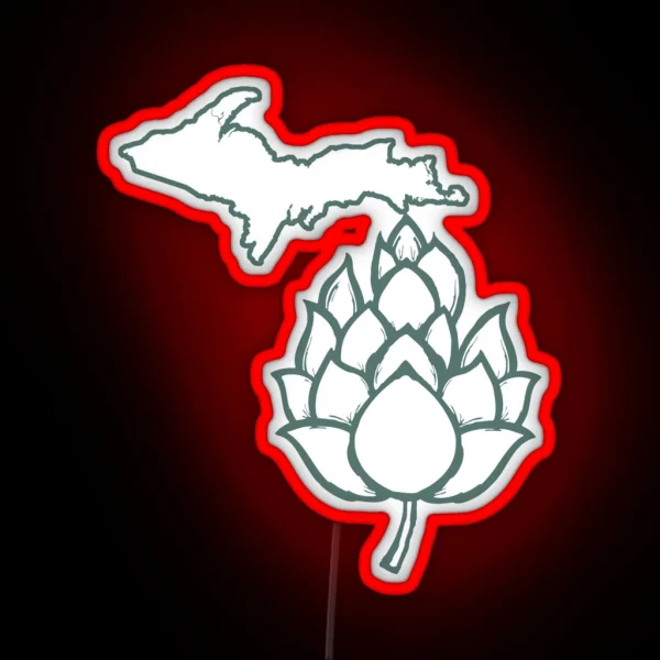 Michigan Hops Locally Brewed Beer Drink Local RGB Neon Sign