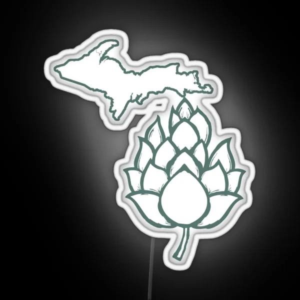 Michigan Hops Locally Brewed Beer Drink Local RGB Neon Sign