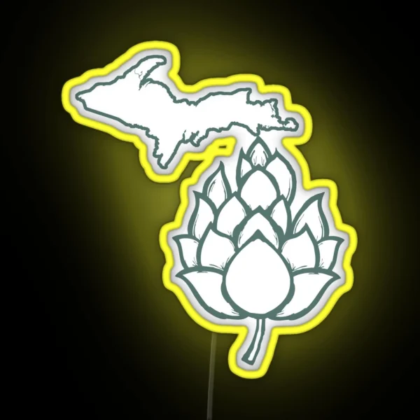 Michigan Hops Locally Brewed Beer Drink Local RGB Neon Sign