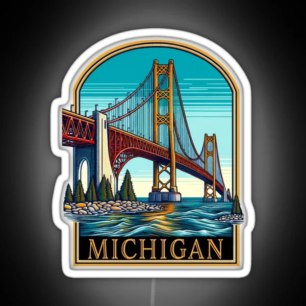 Michigan Mackinaw Bridge RGB Neon Sign