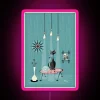 Vintage-inspired Mid Century Mischief cat-themed red hand print glow neon sign