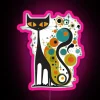 Mid century modern atomic cat neon sign in vibrant colors