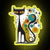 Mid century modern atomic cat retro inspired black cat sign