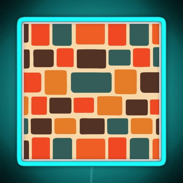 Mid Century Modern Square Pattern RGB Neon Sign