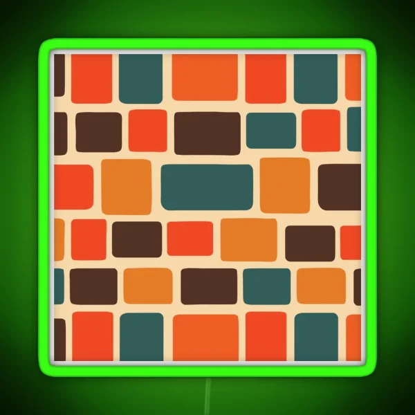Mid Century Modern Square Pattern RGB Neon Sign